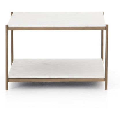 Felix Bunching Table by Four Hands in hammered grey w/clear powder coat, polished white marble and hammered gray, polished white marble. Made from solid marble, iron in a modern style.