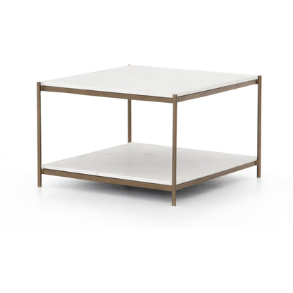 Felix Bunching Table by Four Hands in hammered grey w/clear powder coat, polished white marble and hammered gray, polished white marble. Made from solid marble, iron in a modern style.