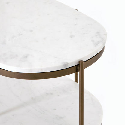 Felix Oval Nightstand by Four Hands. Made from iron, solid marble in a modern style.