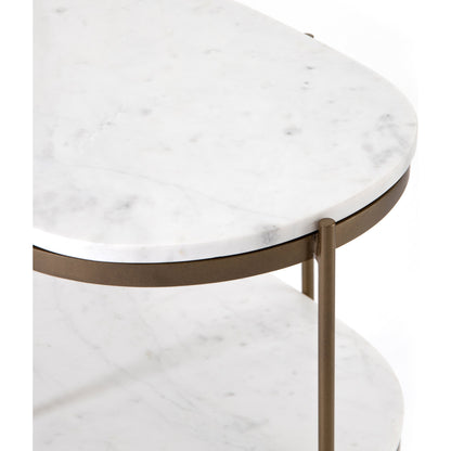 Felix Oval Nightstand by Four Hands. Made from iron, solid marble in a modern style.