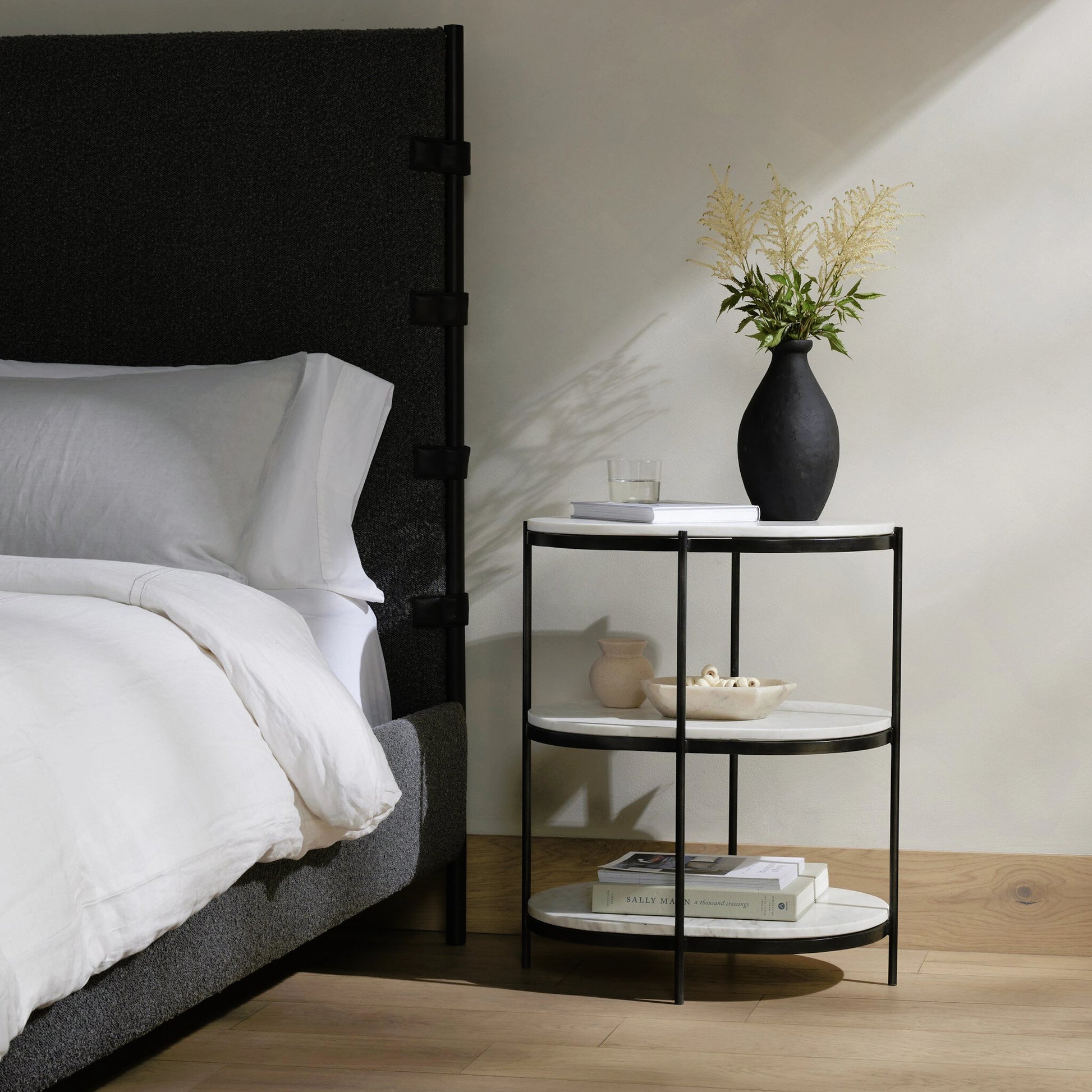 Felix Oval Nightstand by Four Hands. Made from iron, solid marble in a modern style.