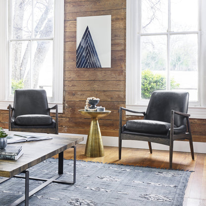 Marlow Mod Pedestal Table by Four Hands. Made from glass, aluminum, engineered hardwood in a modern style.