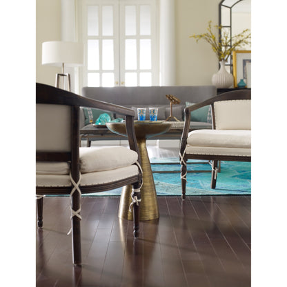 Marlow Mod Pedestal Table by Four Hands. Made from glass, aluminum, engineered hardwood in a modern style.