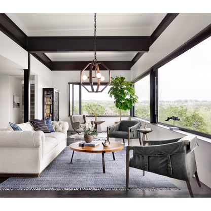 Marlow Mod Pedestal Table by Four Hands. Made from glass, aluminum, engineered hardwood in a modern style.