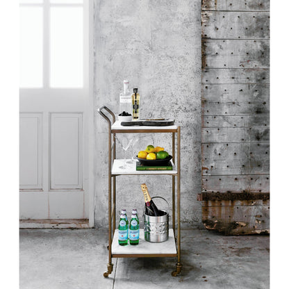 Felix Bar Cart by Four Hands. Made from iron, solid marble in a transitional style.