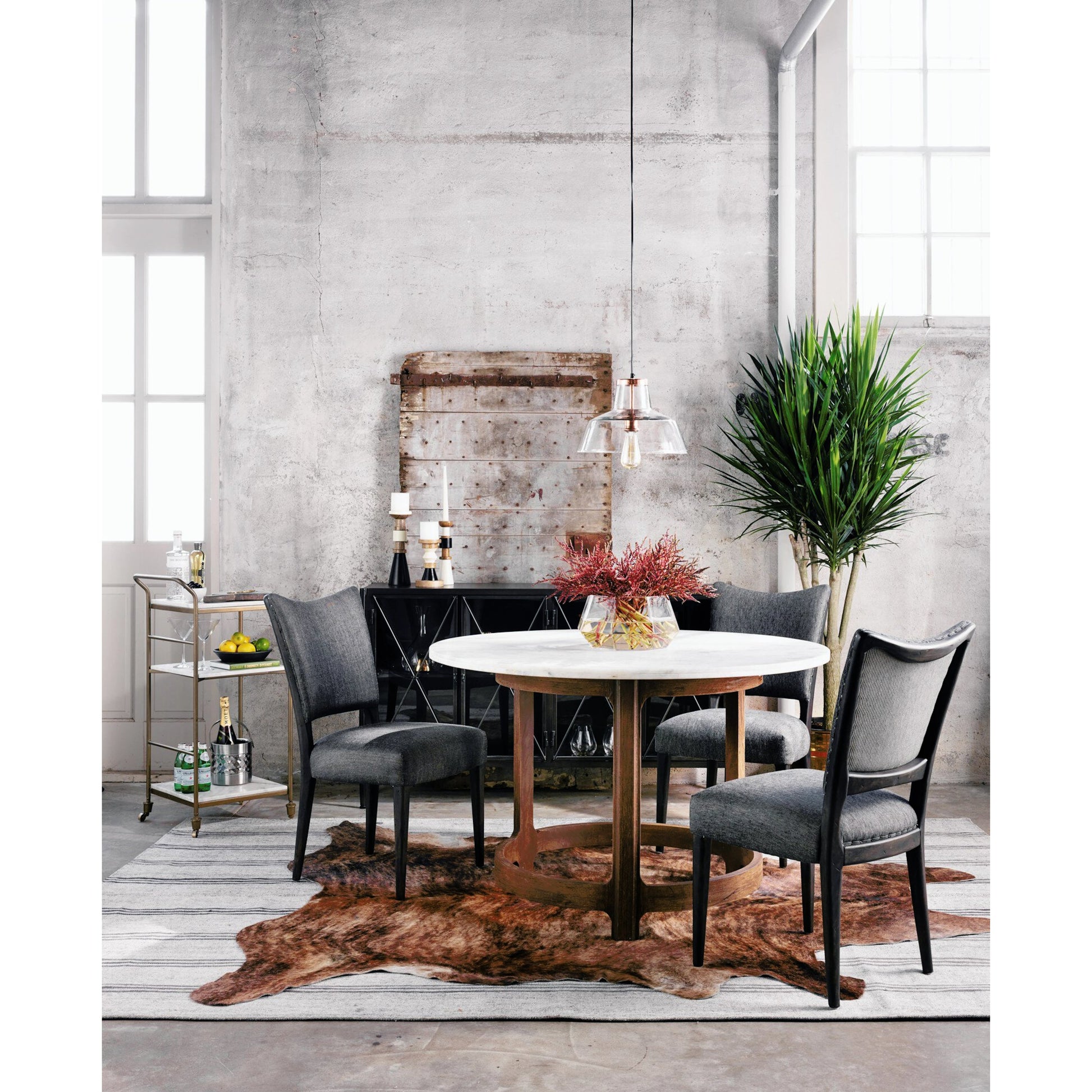 Felix Bar Cart by Four Hands. Made from iron, solid marble in a transitional style.