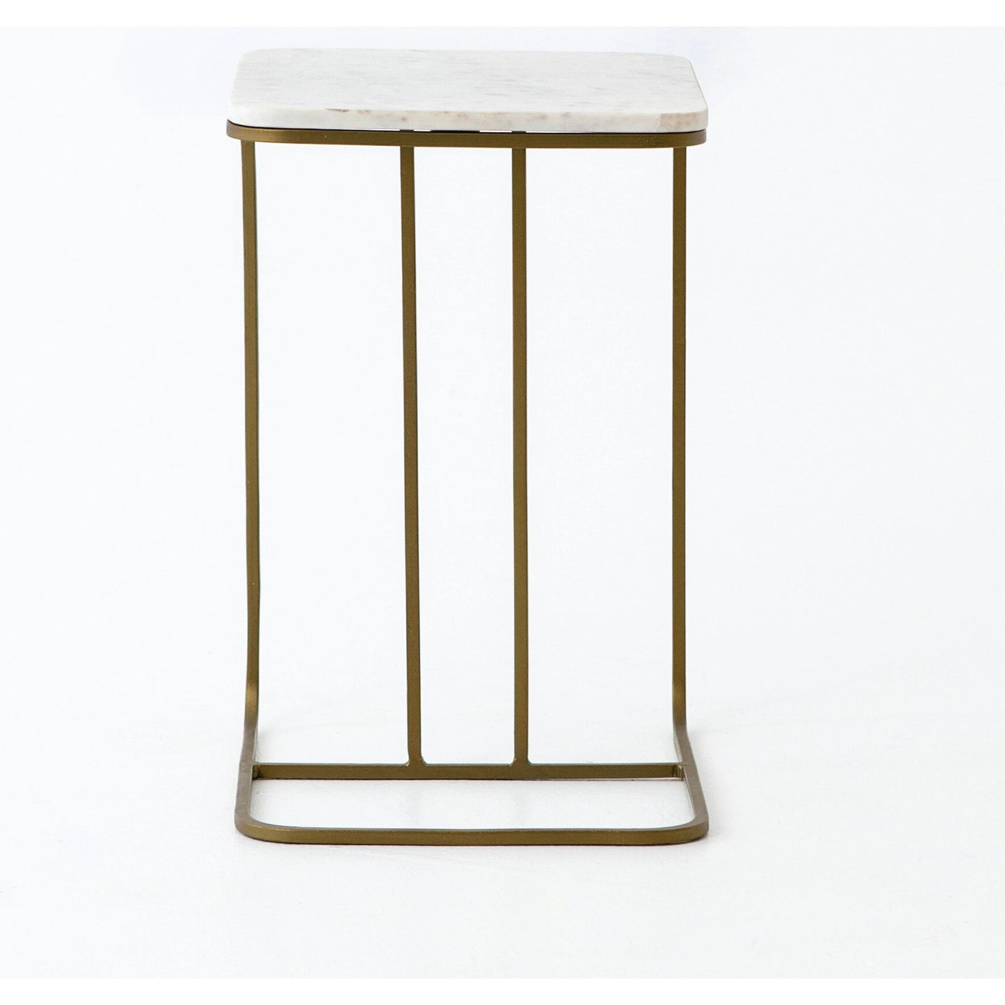 008 S-279142 | Additional Silo | Adalley C Table by Four Hands in iron matte brass, polished white marble. Made from solid marble, iron in a modern style.