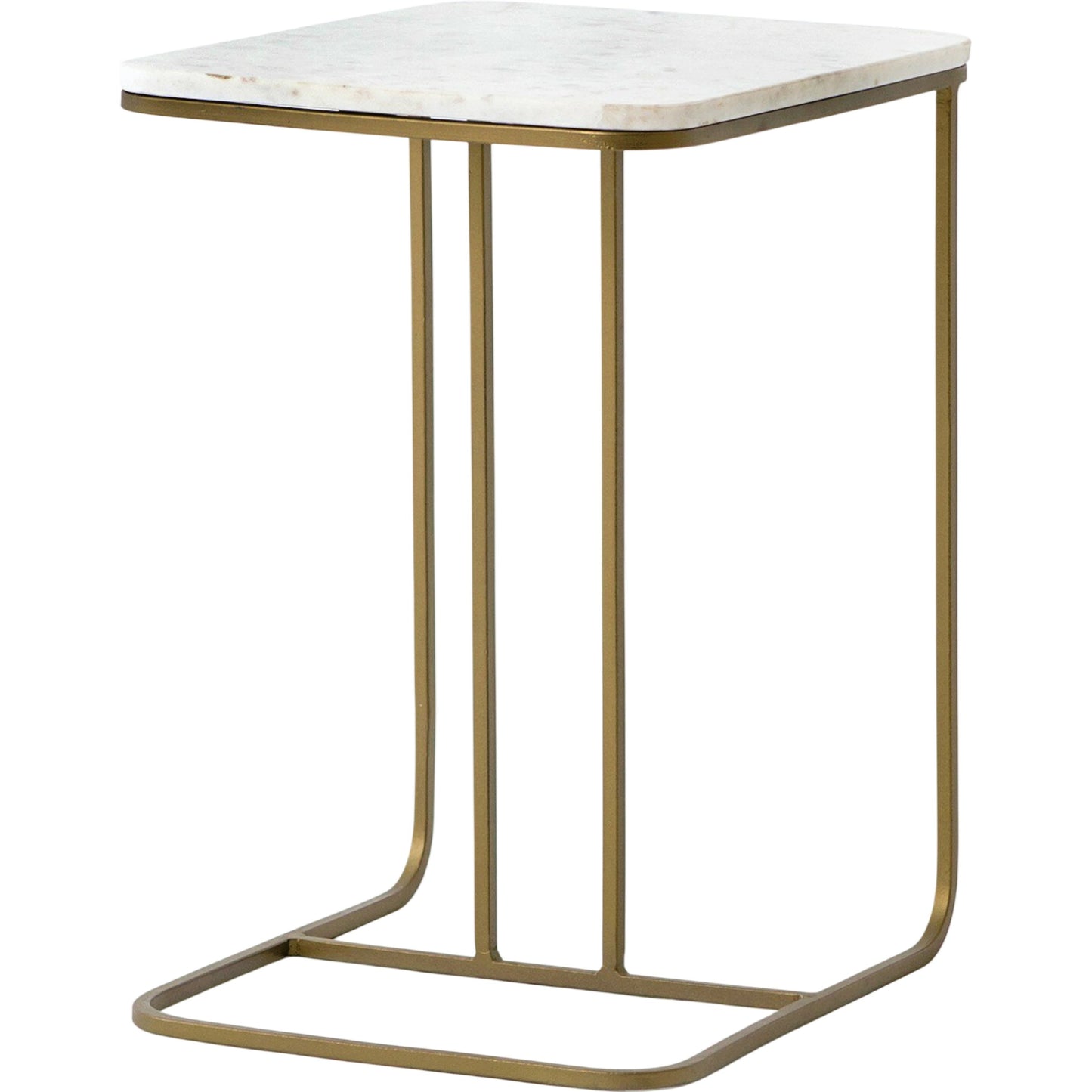 007 S-279142 | Primary Silo | Adalley C Table by Four Hands in iron matte brass, polished white marble. Made from solid marble, iron in a modern style.