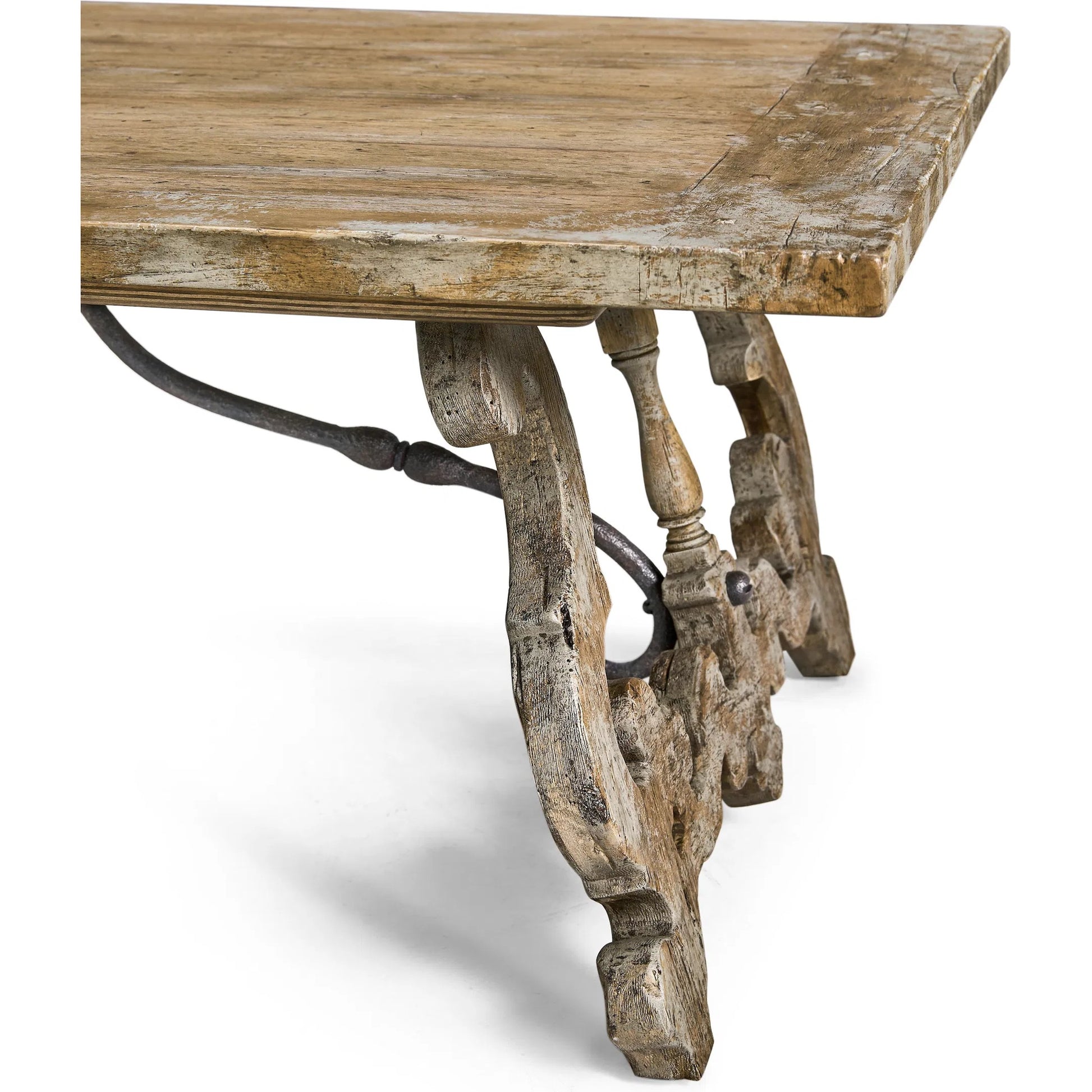 Caldera Curved-Base Cocktail Table by Jonathan Charles in light spain painted walnut. Made from acacia in a traditional style.