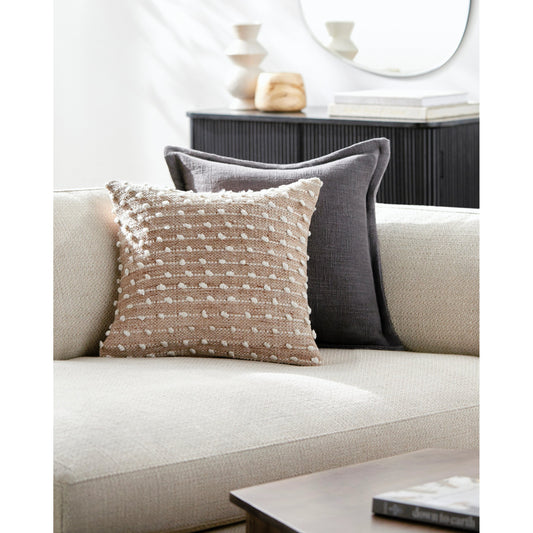 Imani Indoor/Outdoor Pillow by Surya in beige, ivory, cream. Made from front: 100% polyester, back: 100% polyester in a modern style.