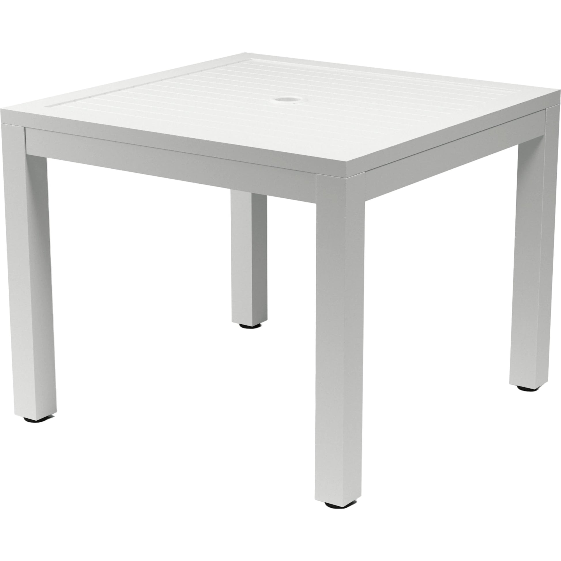 Naples Outdoor Square 36" Dining Table by Sunset West in white. Made from aluminum in a modern style.