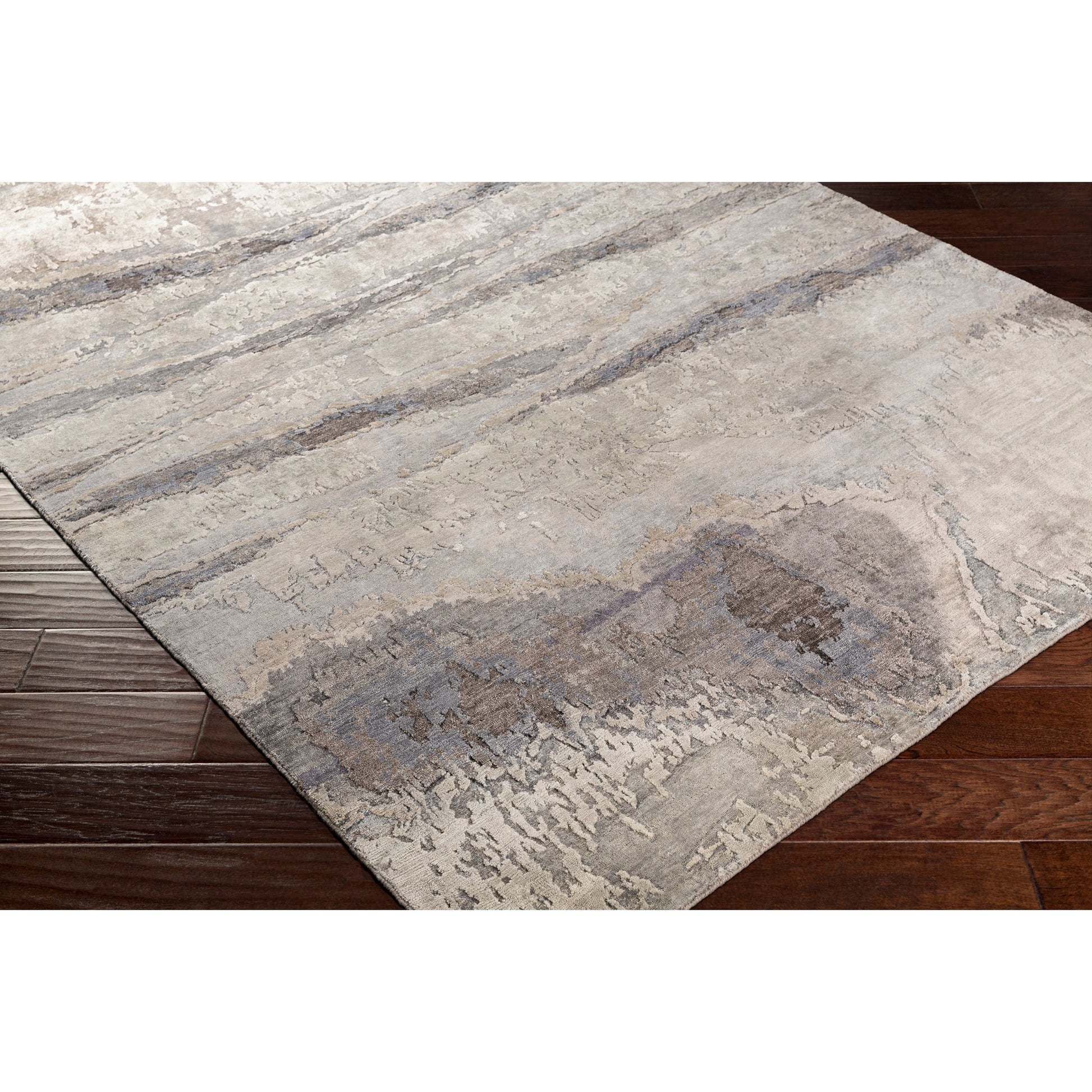 Imola Rug - 23601 by Surya in denim, charcoal, dark brown, medium gray, light gray. Made from 100% viscose in a unique style.