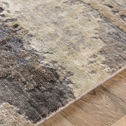 Imola Rug - 23601 by Surya in denim, charcoal, dark brown, medium gray, light gray. Made from 100% viscose in a unique style.