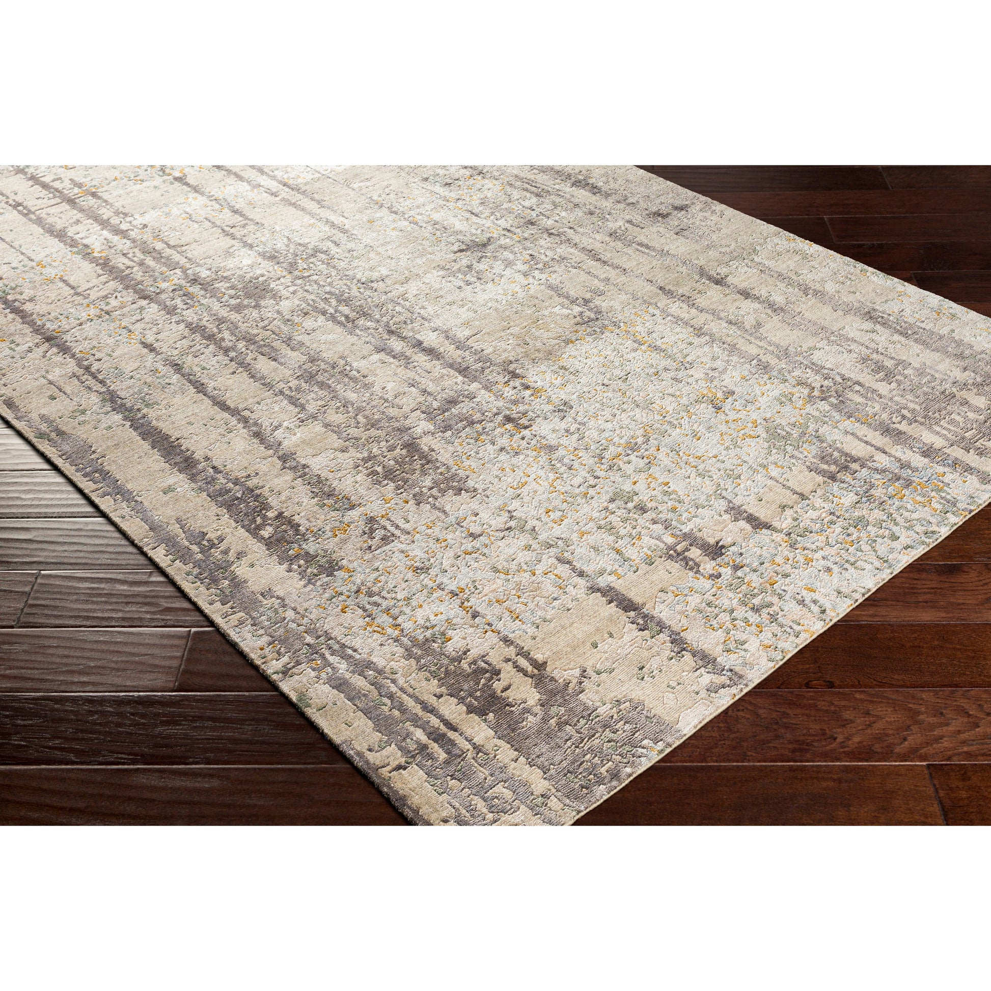 Imola Rug - 25143 by Surya in black, light gray, light beige, light sage, mustard. Made from 80% viscose, 20% wool in a unique style.