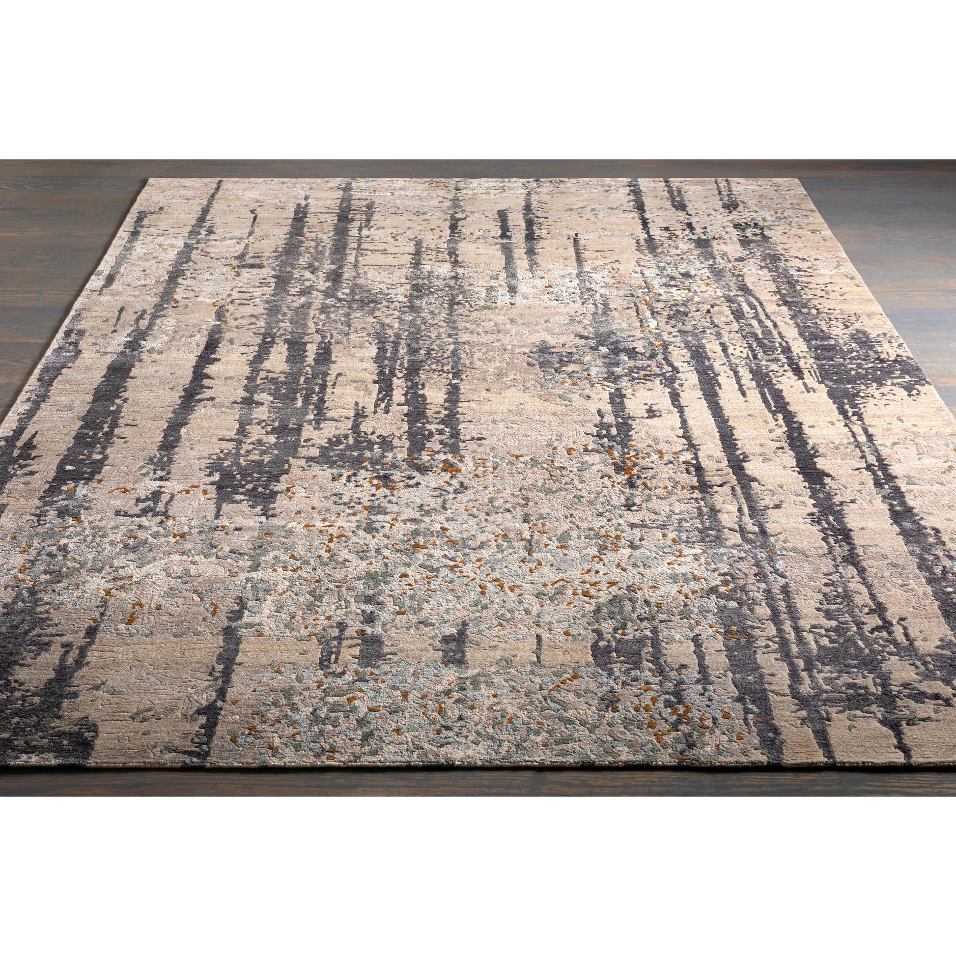 Imola Rug - 25143 by Surya in black, light gray, light beige, light sage, mustard. Made from 80% viscose, 20% wool in a unique style.