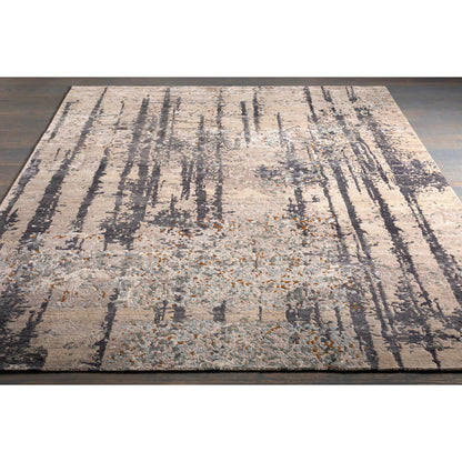 Imola Rug - 25143 by Surya in black, light gray, light beige, light sage, mustard. Made from 80% viscose, 20% wool in a unique style.