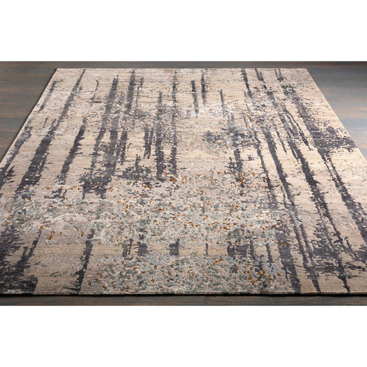 Imola Rug - 25143 by Surya in black, light gray. Made from 80% viscose, 20% wool in a unique style.