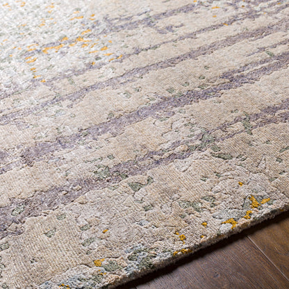 Imola Rug - 25143 by Surya in black, light gray, light beige, light sage, mustard. Made from 80% viscose, 20% wool in a unique style.
