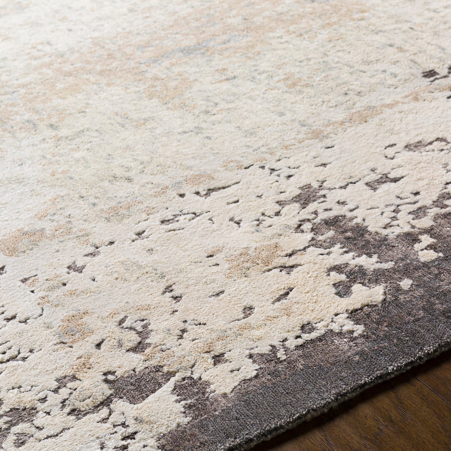 004 SI-1914180,SI-1914181,SR-882697,SR-882698,SR-882699,SR-882700 | Closeup | Imola Rug - 26078 by Surya in charcoal, medium gray, cream, taupe. Made from unique in a unique style.