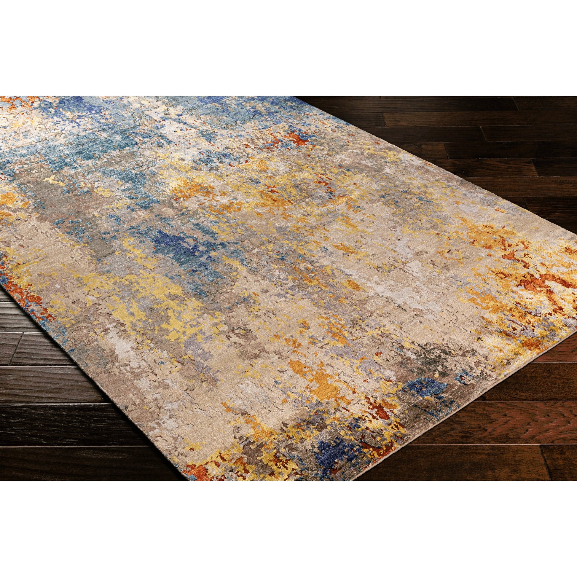 Imola Rug - 26914 by Surya in navy, blue, rust, mustard, dusty coral, dusty sage. Made from unique in a unique style.