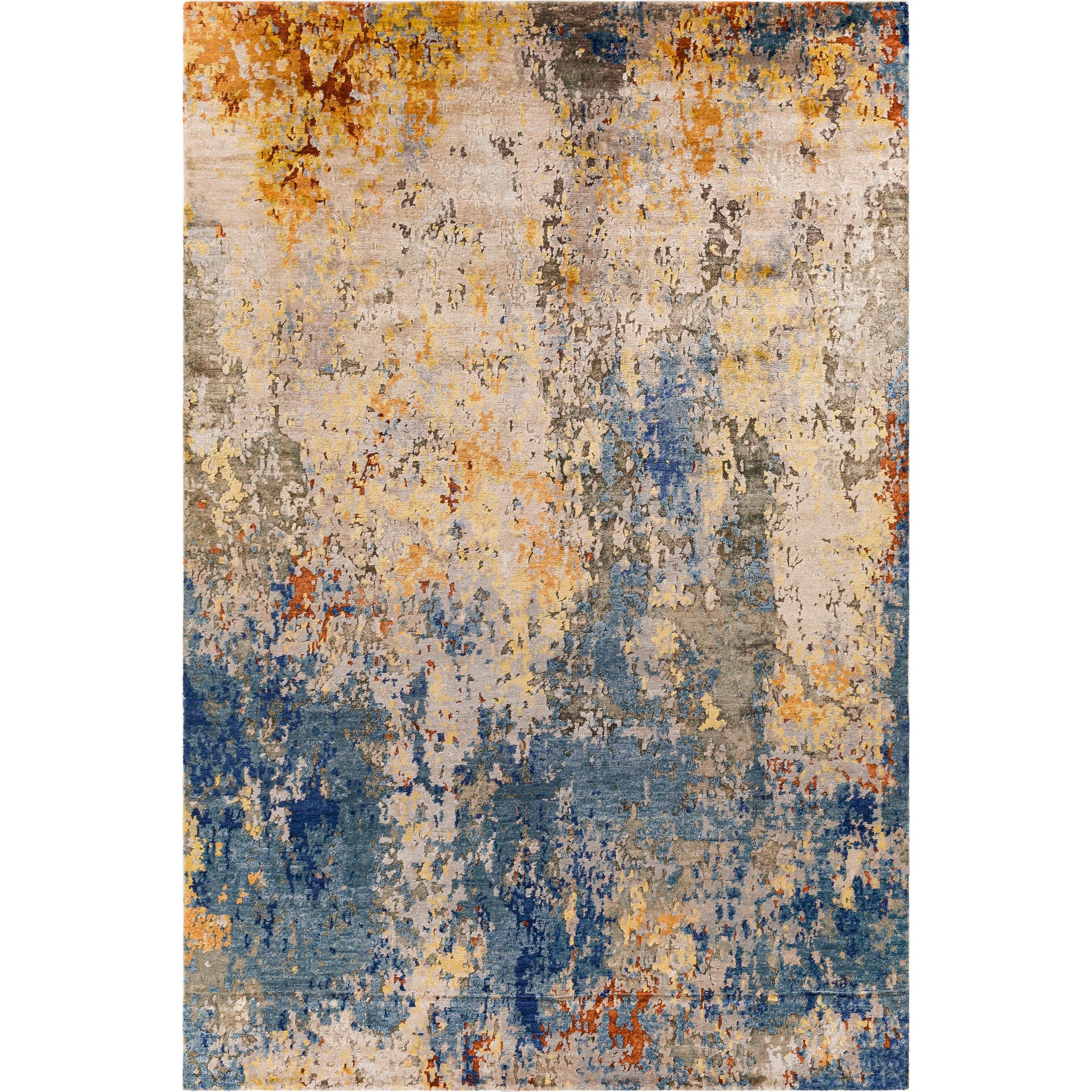 Imola Rug - 26914 by Surya in navy, blue, rust, mustard, dusty coral, dusty sage. Made from unique in a unique style.