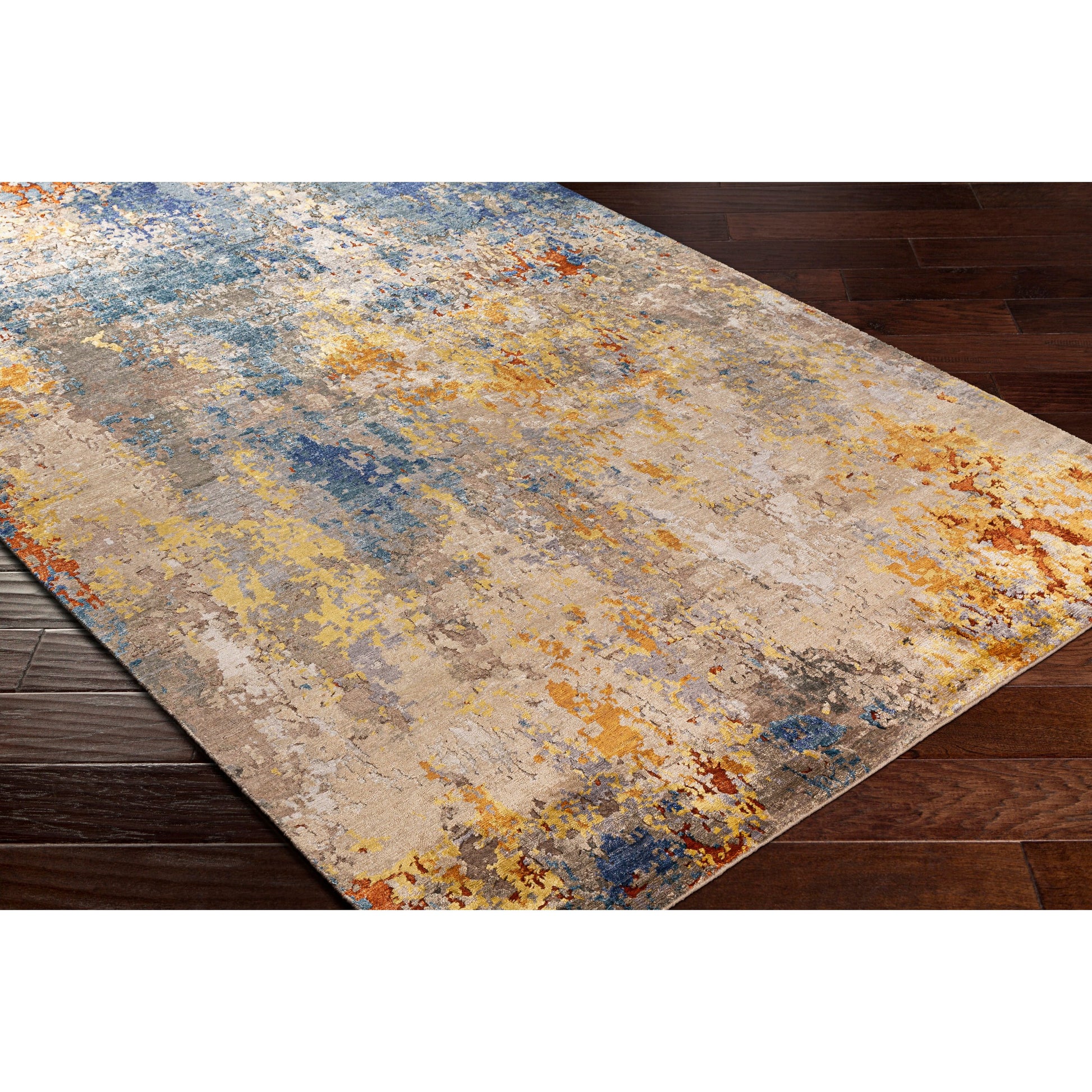Imola Rug - 26914 by Surya in navy, blue, rust, mustard, dusty coral, dusty sage. Made from unique in a unique style.