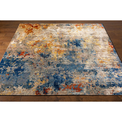 Imola Rug - 26914 by Surya in navy, blue, rust, mustard, dusty coral, dusty sage. Made from unique in a unique style.