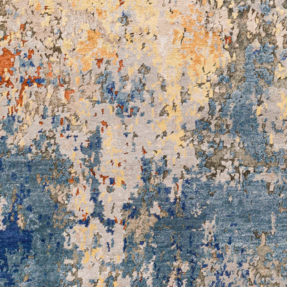 Imola Rug - 26914 by Surya in navy, blue, rust, mustard, dusty coral, dusty sage. Made from unique in a unique style.