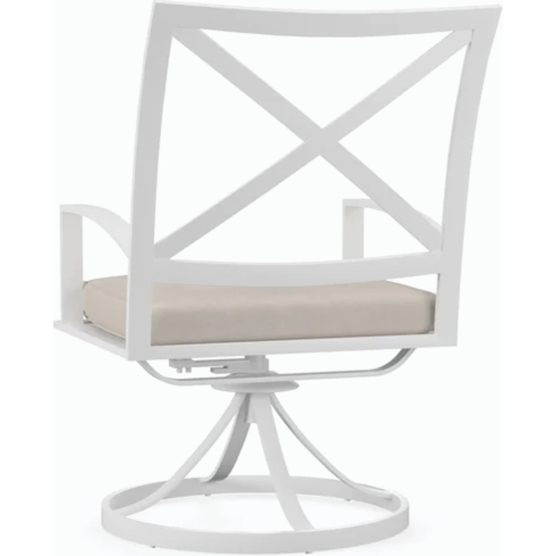 Bristol Outdoor Dining Chair in Canvas Flax w/ Self Welt by Sunset West in white. Made from aluminum in a modern style.
