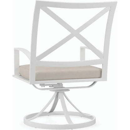 Bristol Outdoor Dining Chair in Canvas Flax w/ Self Welt by Sunset West in white. Made from aluminum in a modern style.