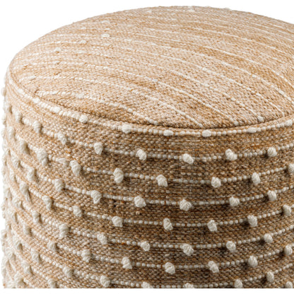 Imani Indoor/Outdoor Throw by Surya in khaki. Made from top: 100% recycled pet yarn, bottom: 100% polyester, fill: 100% polybeads in a cottage & farmhouse style.