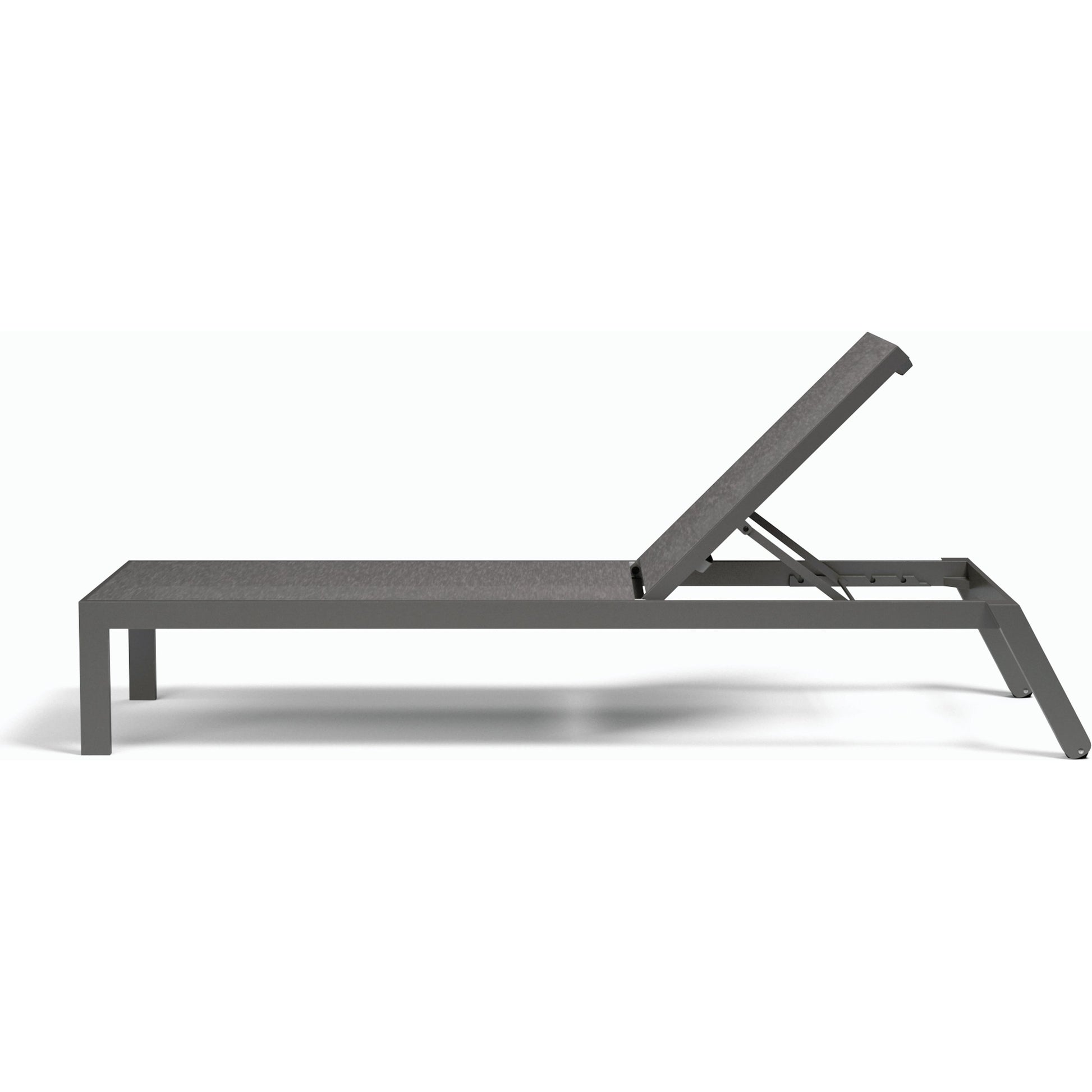 Vegas Outdoor Stackable Chaise Lounge by Sunset West in graphite. Made from aluminum in a modern style.