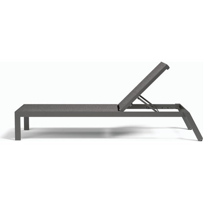 Vegas Outdoor Stackable Chaise Lounge by Sunset West in graphite. Made from aluminum in a modern style.