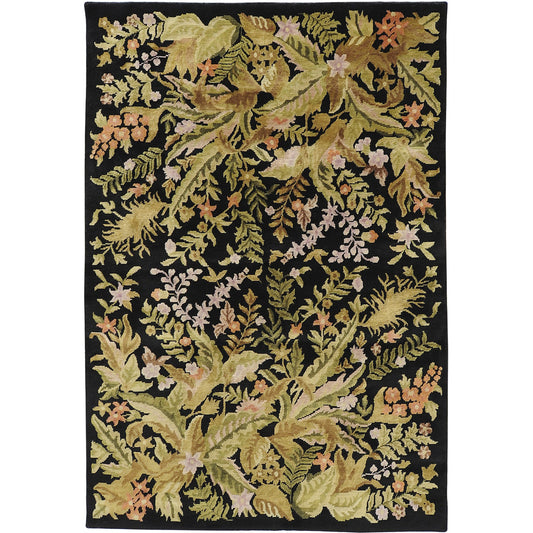 Mugal Rug - 7467 by Surya in black. Made from 100% semi-worsted new zealand wool in a unique style.