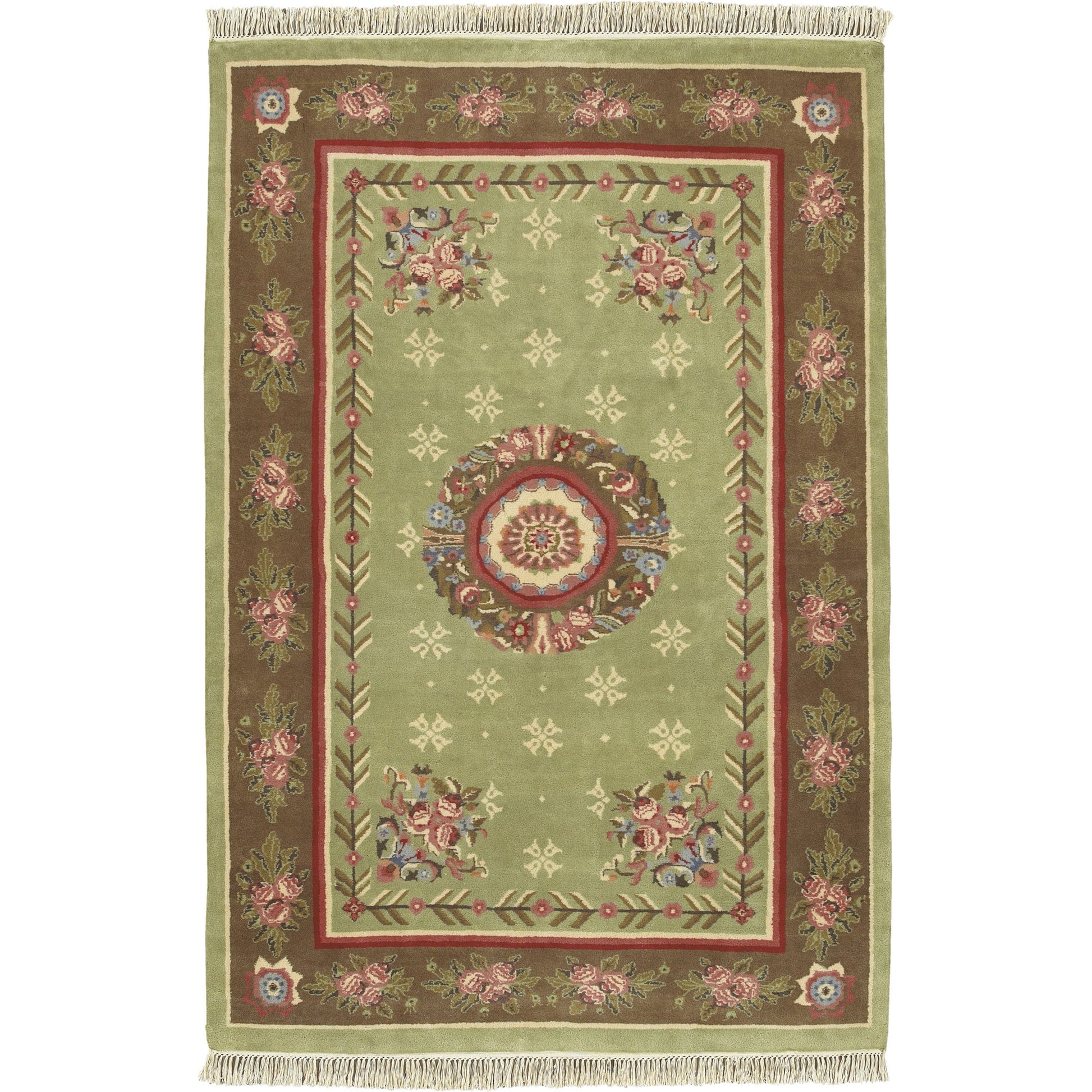Mugal Rug - 7470 by Surya in green. Made from 100% semi-worsted new zealand wool in a unique style.