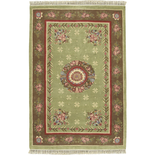 Mugal Rug - 7470 by Surya in green, red, pink. Made from 100% semi-worsted new zealand wool in a unique style.