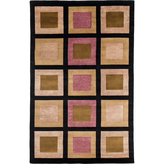 Mugal Rug - 7476 by Surya in lack, gold, reddish-pink. Made from 100% semi-worsted new zealand wool in a unique style.