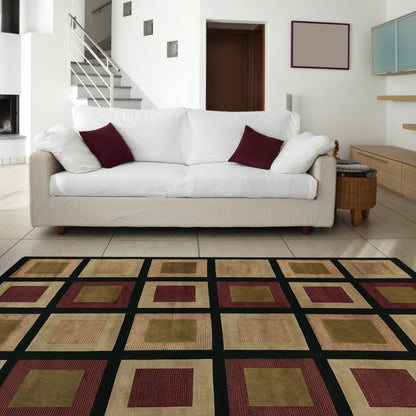 Mugal IN-8005 Rug by Surya in lack, gold, reddish-pink. Made from 100% semi-worsted new zealand wool in a unique style.