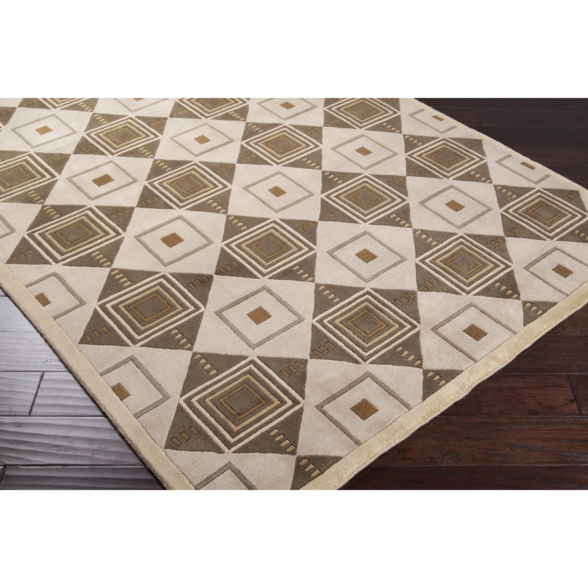 Mugal IN-8008 Rug by Surya in beige, brown. Made from 100% semi-worsted new zealand wool in a unique style.