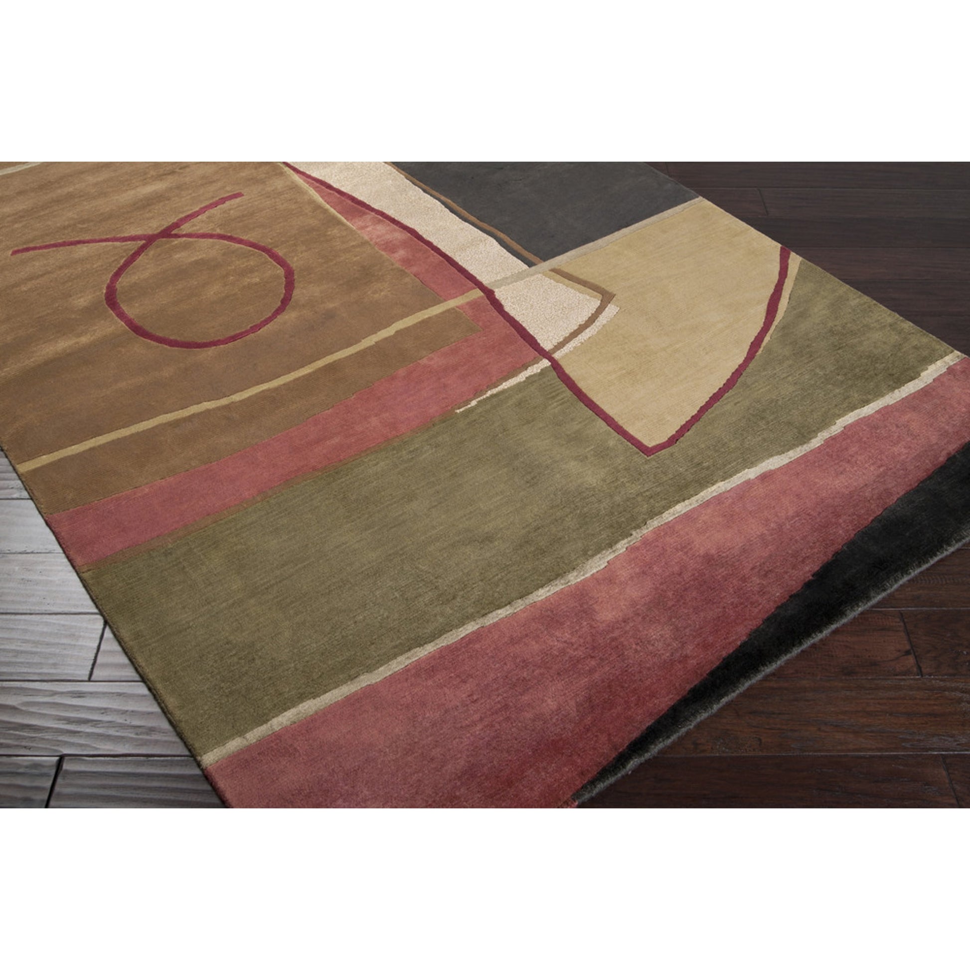 Mugal Rug - 7481 by Surya in olive, burgandy, dark brown, mustard, black, medium brown. Made from 100% semi-worsted new zealand wool in a unique style.