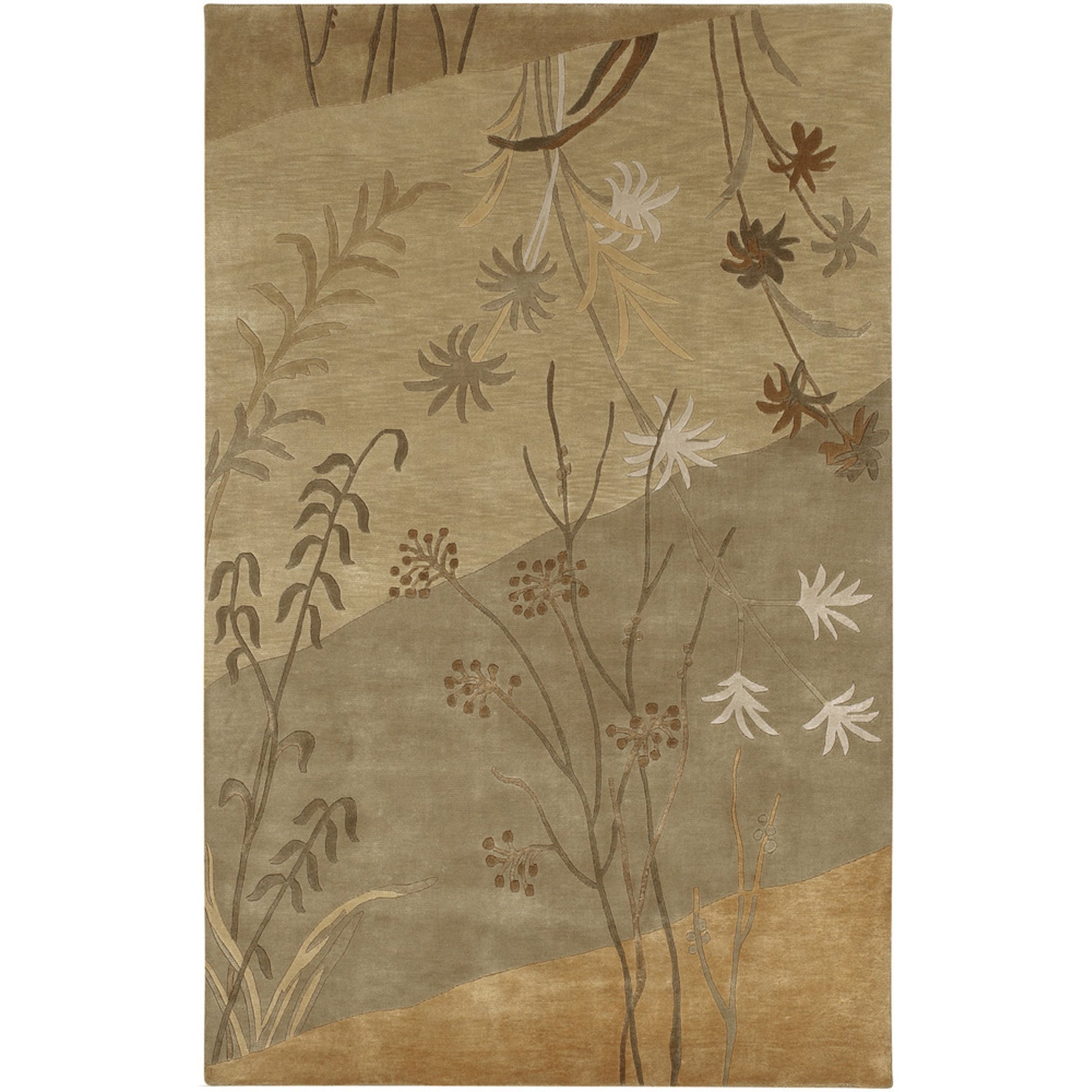 Mugal Rug - 7484 by Surya in mustard, brown, dark brown. Made from 100% semi-worsted new zealand wool in a unique style.