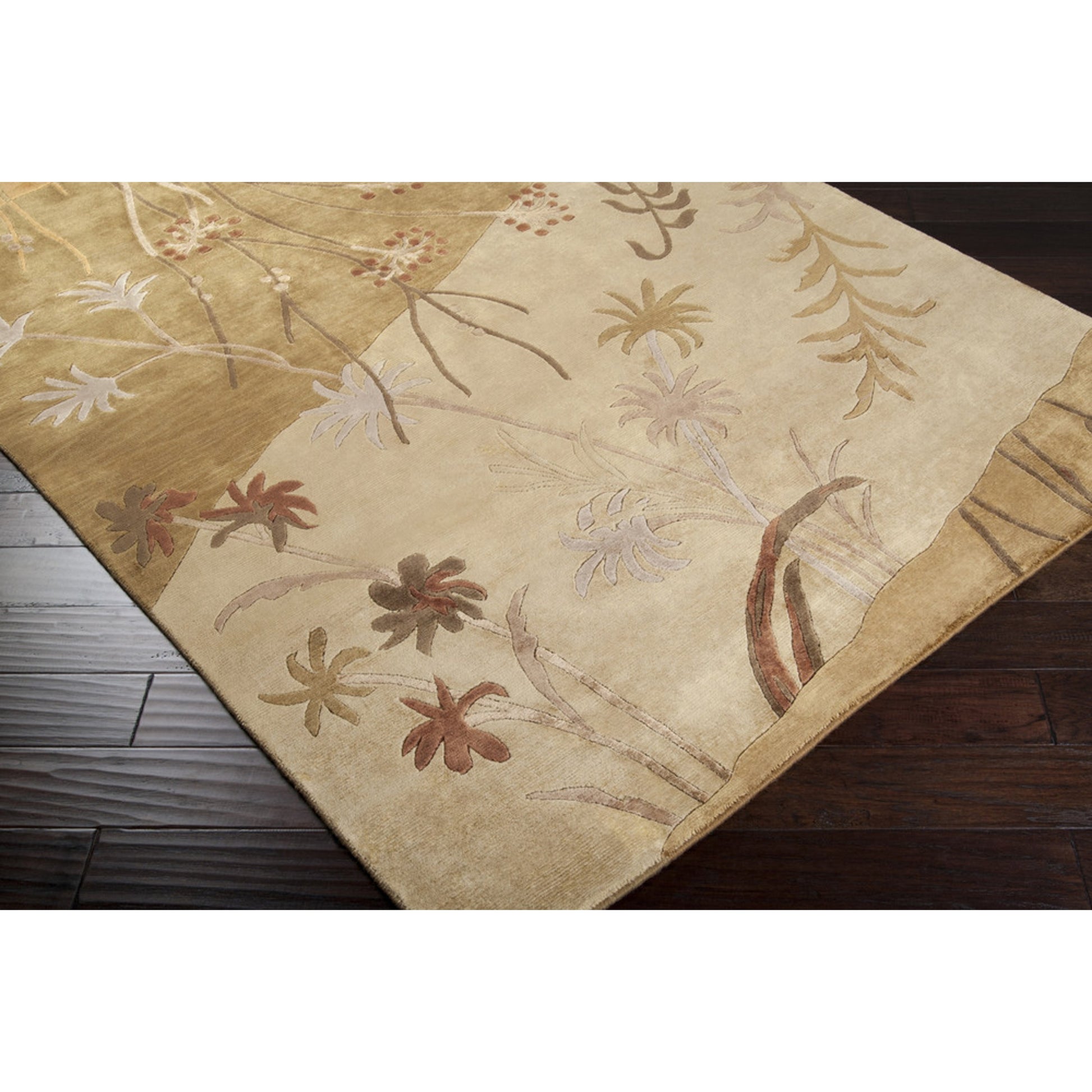 Mugal Rug - 7484 by Surya in mustard, brown, dark brown. Made from 100% semi-worsted new zealand wool in a unique style.