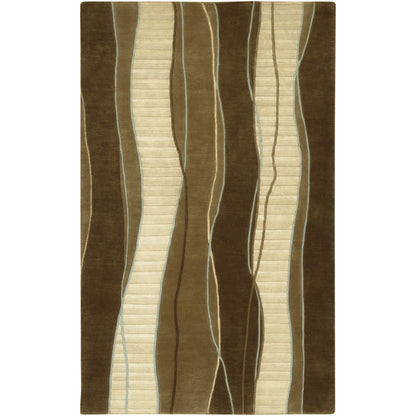 Mugal IN-8020 Rug by Surya in dark brown, sage. Made from 100% semi-worsted new zealand wool in a unique style.
