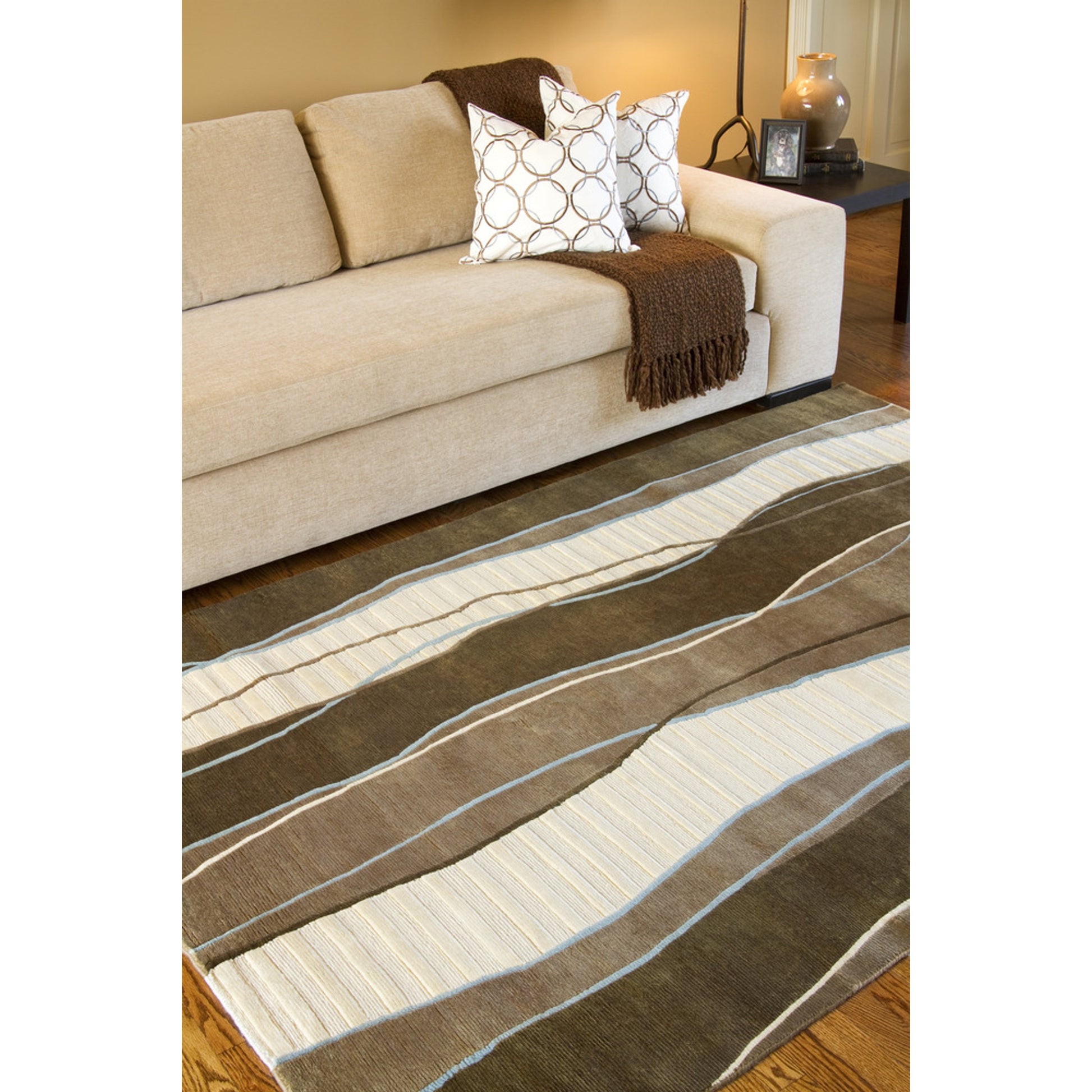 Mugal IN-8020 Rug by Surya in dark brown, sage. Made from 100% semi-worsted new zealand wool in a unique style.