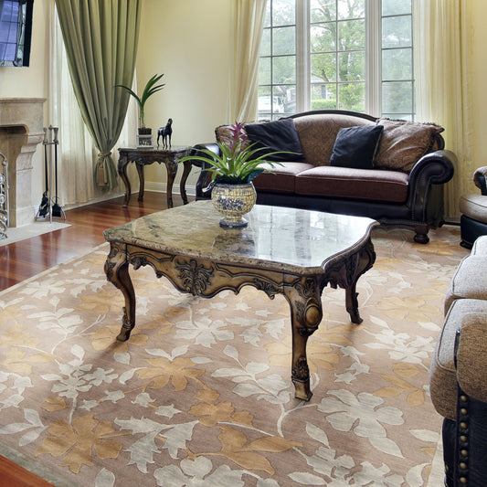 Mugal Rug - 1085 by Surya in light brown. Made from 100% semi-worsted new zealand wool in a unique style.