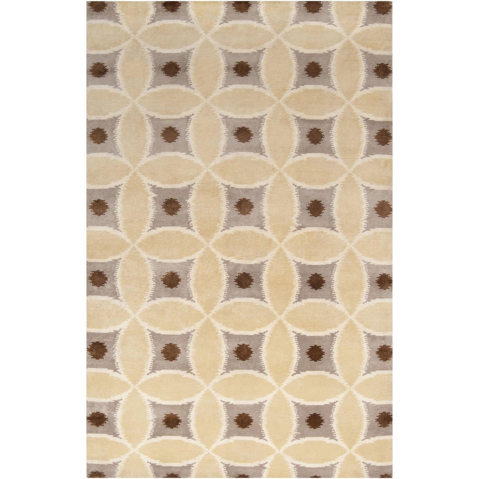 Mugal IN-8595 Rug by Surya in ivory, brown, mustard, dark brown. Made from 100% semi-worsted new zealand wool in a unique style.