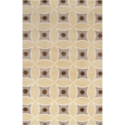 Mugal IN-8595 Rug by Surya in ivory, brown, mustard, dark brown. Made from 100% semi-worsted new zealand wool in a unique style.