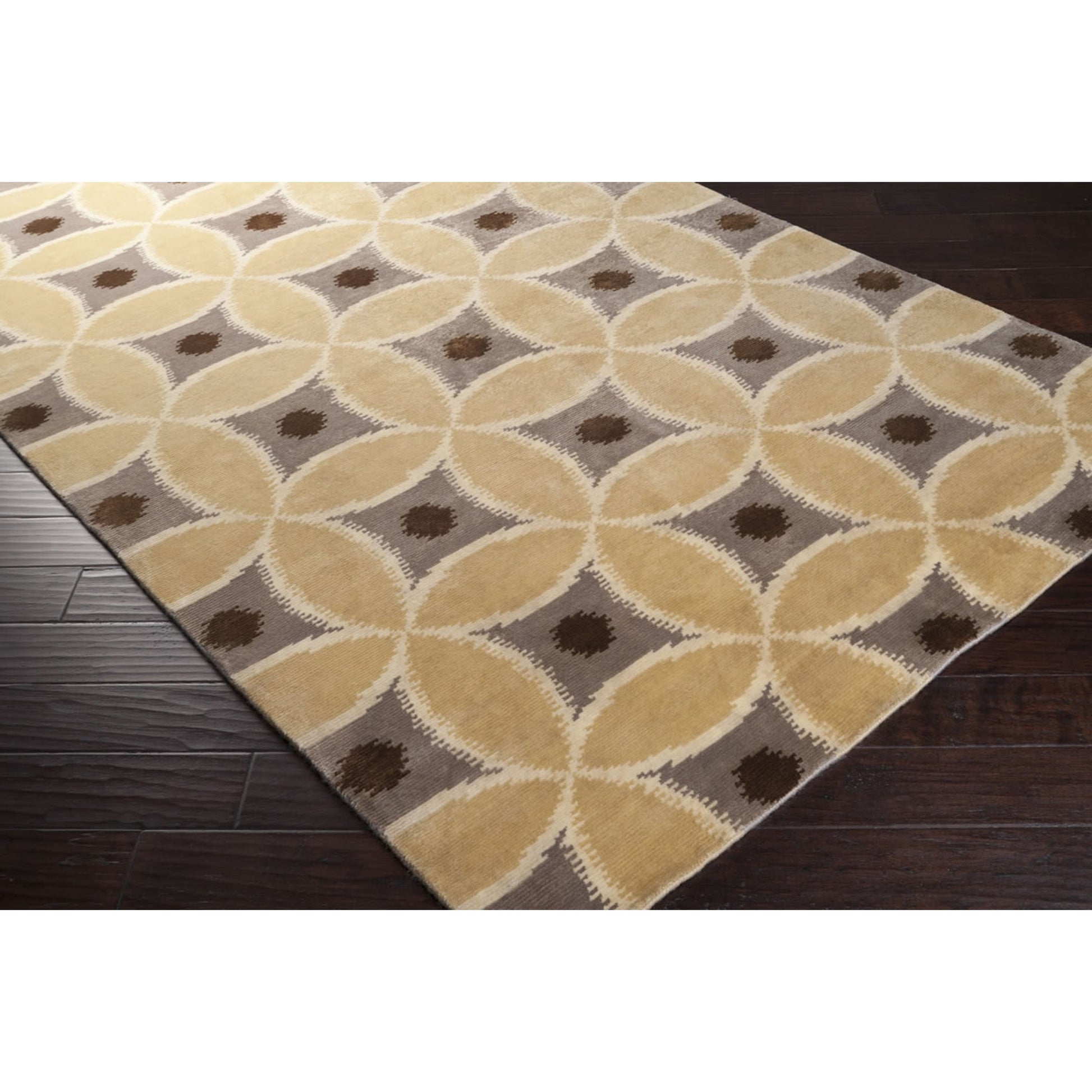 Mugal IN-8595 Rug by Surya in ivory, brown, mustard, dark brown. Made from 100% semi-worsted new zealand wool in a unique style.