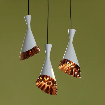 Ruffle Pendant Lamp by Phillips Collection in black, gold and brass. Made from metal in a eclectic & global style.