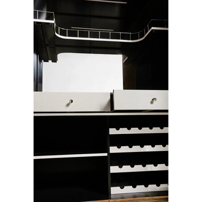 Jacques Bar Armoire by Jonathan Charles in brown and natural cerejeira. Made from crotch cerejeira veneers, flat cut mahogany veneers, mirror, stone, eggshell, brass in a modern style.